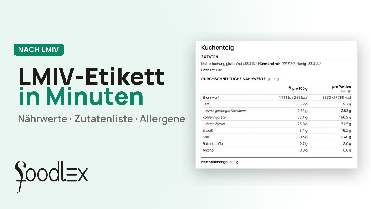 Vorschau: LMIV-Etikett in Foodlex